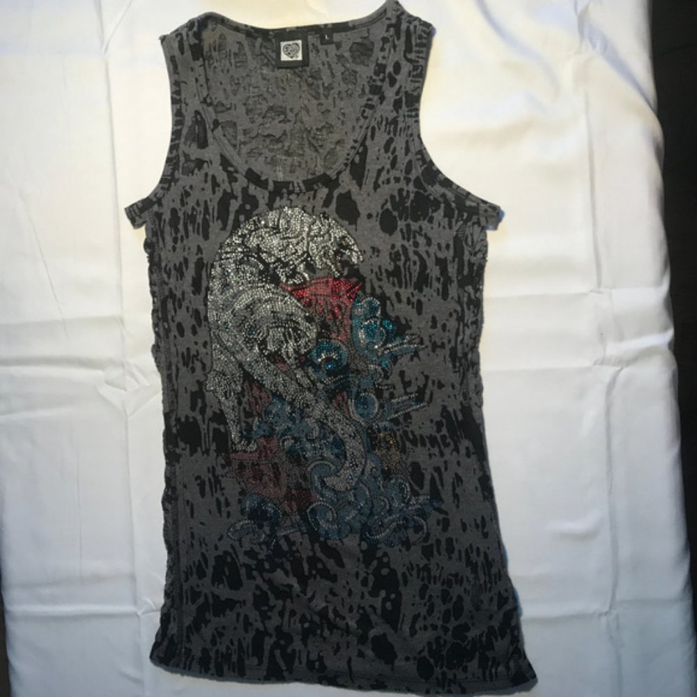 Funky Diva burnout sparkle tank top size Large